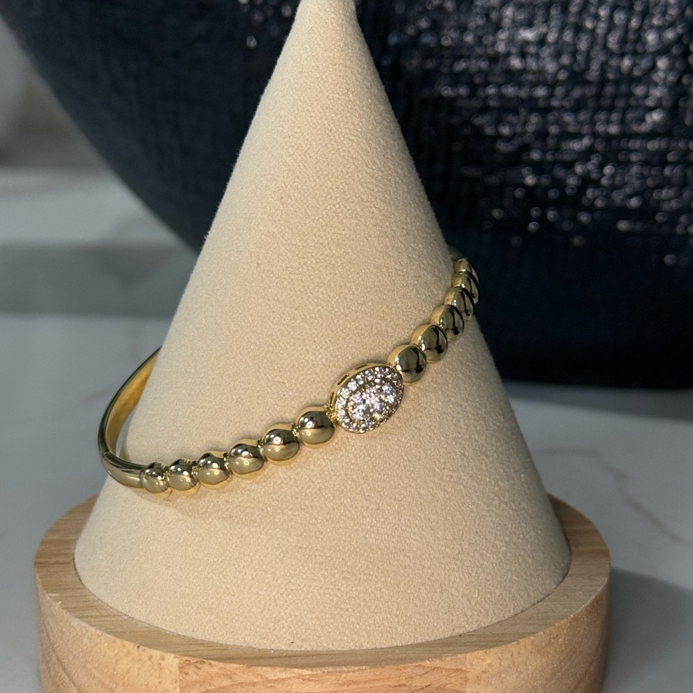 Elegant Gold Beaded Bangle Laminate Gold